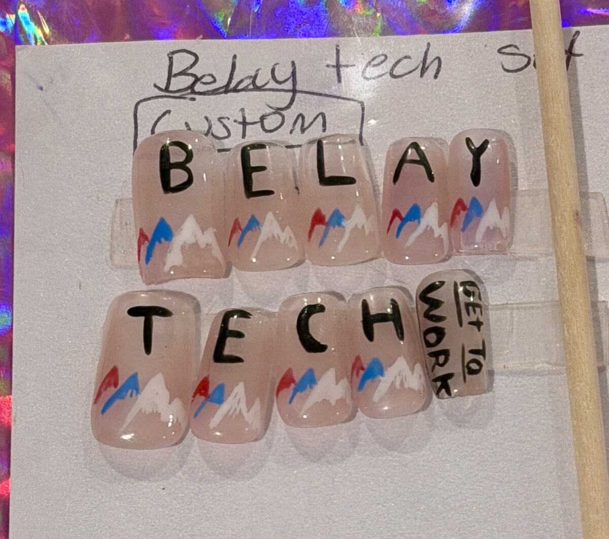 Belay Tech — custom hand-painted nail set